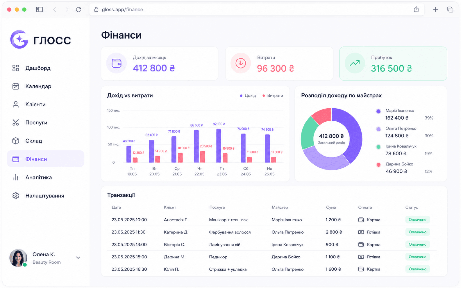 CRM для салону краси під ключ: власна система замість підписки — кейс ГЛОСС — кадр 3