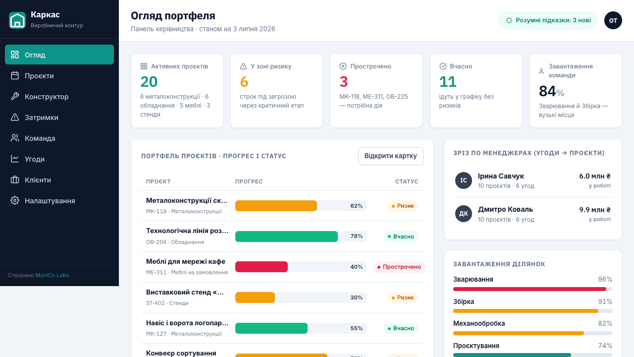 Karkas — production-project management CRM — frame 1