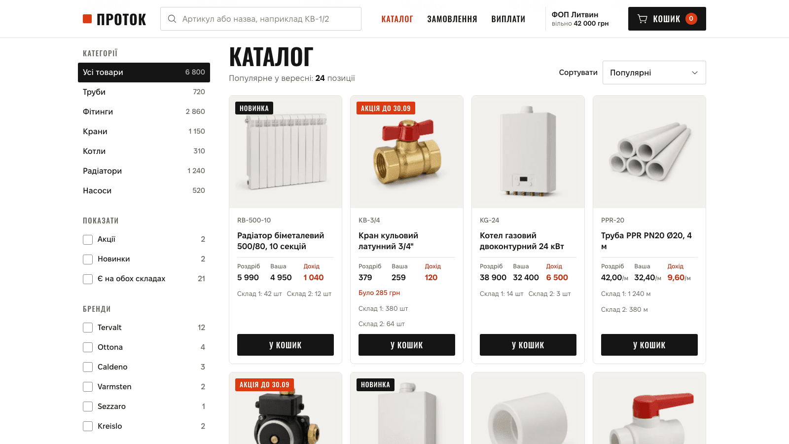 B2B platform for a plumbing distributor: the PROTOK case — frame 3