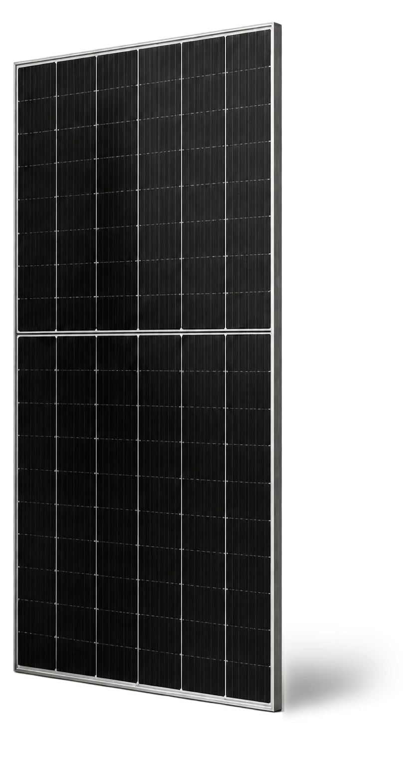 A HORIZON N module standing upright: six columns of black half-cells in a thin silver frame.